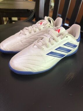 adidas White and Blue Indoor Turf Soccer Shoes